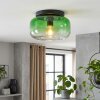 Retro-Deckenleuchte Boza mit grün-klarem Glasschirm, sichtbarer E27-Fassung, ø 28 cm