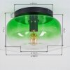 Retro-Deckenleuchte Boza mit grün-klarem Glasschirm, sichtbarer E27-Fassung, ø 28 cm
