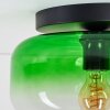 Retro-Deckenleuchte Boza mit grün-klarem Glasschirm, sichtbarer E27-Fassung, ø 28 cm
