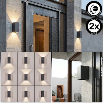 LED Hoods Außenwandleuchte Up Down 2er-Set IP44 mit einstellbarem Lichtkegel