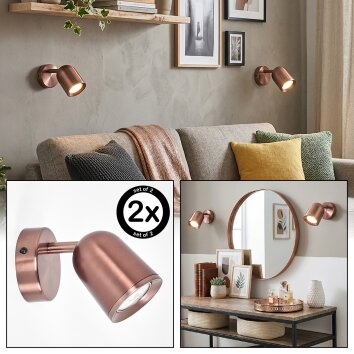 LED Wandspot Lemak im 2er-Set, zylindrischer Dreh- und Schwenkkopf neben dem Spiegel