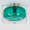 Boza Deckenleuchte aus Glas, türkisgrüner Glasschirm Ø 28 cm, goldene Fassung