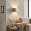 Badajoz Wandleuchte Up Down sandfarben, quadratische G9 Wandlampe aus Metall