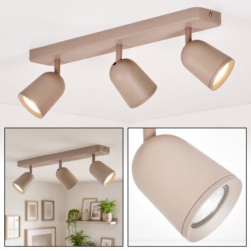 Lemak LED Spotleiste 3-flammig beige, moderne sandfarbene Metall-Spots schwenkbar