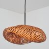 Bauro Bambus Hängeleuchte mit gewölbtem braun-naturfarbenem Schirm, Länge 50 cm