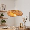 Bauro Bambus Pendelleuchte, gewölbter naturfarbener Bambusschirm, Länge 50 cm