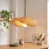 Bauro Bambus Pendelleuchte, gewölbter naturfarbener Bambusschirm, Länge 50 cm