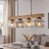 Ripoll Holzstab Pendelleuchte Esstisch 4-flammig, Länge 75 cm, Riffelglas ø 15 cm