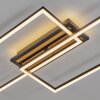 Flache LED Deckenleuchte Velani mit Rahmen und Holzlamellen, 3000 Kelvin warmweiß