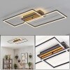 Velani LED Deckenleuchte mit naturfarbenem Holz, rechteckige Wohnzimmerlampe