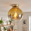 Gastor Deckenleuchte mit gold-klarer Glas-Kugel, Ø 25 cm, E27, Messing