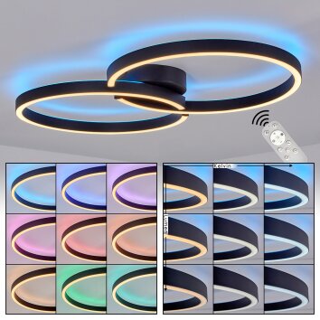 Narok LED Deckenleuchte im Ringdesign dimmbar mit Fernbedienung, Metall, 2400 Lumen