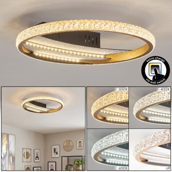 Calista flache runde LED Deckenleuchte Ø 29,5 cm mit goldfarbenem Metallring