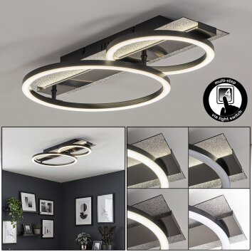 Kordex moderne LED Deckenlampe mit Glitzereffekt aus Metall im Ringdesign