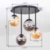 Kugel-Deckenleuchte Chehalis, 4 Glasschirme in Bernstein und Rauch, ø 12 cm