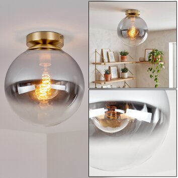 Moderne Kugelleuchte Gastor mit rauchfarbenem Glasschirm ø 25 cm in Chrom und Klar, E27