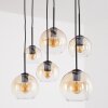Koyoto Pendelleuchte für Esstisch, 6-flammig, Glasschirme Ø 15/20 cm, Bernstein-Klar