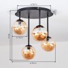 Moderne Cluster-Deckenleuchte Chehalis mit 4 bernsteinfarbenen Glasschirmen ø 12 cm