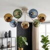 Koyoto Glaskugel-Deckenleuchte, 7-flammig, bunte Glasschirme ø 15 cm im Retro-Look