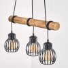 Oravi Holzstab Pendelleuchte 3-flammig mit Metallkäfig-Schirm, Länge 60 cm