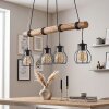 Gondo Holzstab Pendelleuchte 4-flammig mit Metallkäfig-Schirm, Länge 80 cm