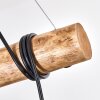 Esstisch-Pendelleuchte Koyoto, Holzbalken, höhenverstellbar durch Umwickeln der Kabel um den Stab