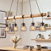 Gondo Holzstab Leuchte Pendelleuchte aus Eukalyptusholz mit Metallkäfig-Schirmen