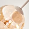 Kugelleuchte Koyoto mit 5 bernsteinfarbenen Glasschirmen in Cluster-Anordnung, ø 15 cm, E14