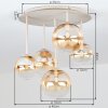 Cluster-Deckenleuchte Chehalis, 5 Glasschirme in Bernstein und Klar, asymmetrisch angeordnet