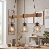 Gondo 3-flammige Holzstamm-Pendelleuchte mit Metallkäfig-Schirmen, Länge 60 cm