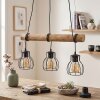 Pendelleuchte Gondo mit Holzstab, 3 schwarze Käfigschirme, Kabel wickelbar, Länge 60 cm