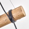 Pendelleuchte Gondo mit Holzstab, 3 schwarze Käfigschirme, Kabel wickelbar, Länge 60 cm