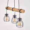 Pendelleuchte Gondo mit Holzstab, 3 schwarze Käfigschirme, Kabel wickelbar, Länge 60 cm
