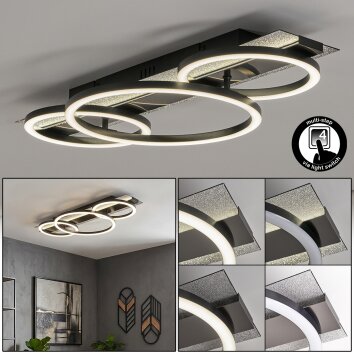 LED Ring-Deckenleuchte Kordex mit Glitzereffekt, Memoryfunktion, 4000 Kelvin neutralweiß