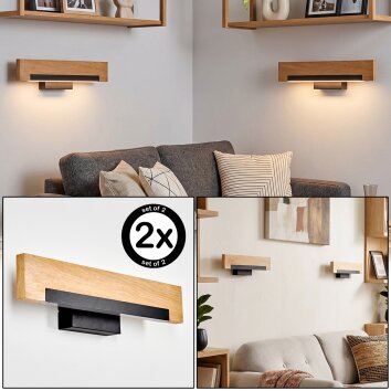 Inzino LED Wandleuchte Holz LED-Leiste in Naturfarben, rechteckig für innen