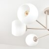 Koyoto Kugel-Deckenleuchte sandfarben, weiße Glaskugeln, 6-flammig, Ø 78 cm
