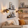 Alsen Wandleuchte mit Schalter, 2er-Set mit gold-schwarzem Metallschirm E14