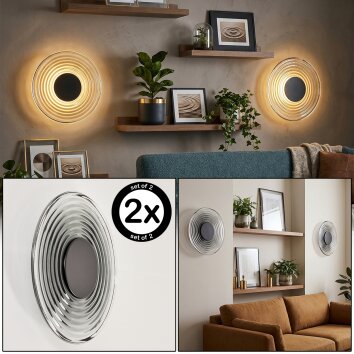 LED Retro-Ring-Wandleuchte Liriel, 2er-Set, 3000 Kelvin warmweiß, 352 Lumen