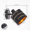 Alsen verstellbare Wandleuchte 2er-Set mit gold-schwarzem Stoff-Lampenschirm mit Muster