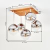 Boho Holz-Kugel-Deckenleuchte Gastor mit fünf klaren und rauchfarbenen Glasschirmen ø 15 cm