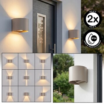 Tamarin LED Außenwandleuchte 2er-Set sandfarben IP54 mit verstellbarem Lichtkegel