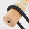 Moderne Stehlampe Voril mit drei naturfarbenen Holzfassungen und Metallbügeln