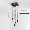 Avestruz Cluster Pendelleuchte aus dunklem Holz und Metall, 4-flammig, Länge 20 cm