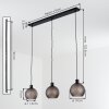 Cluster-Hängeleuchte Nolen, 3 Rauchglasschirme, Länge 105,5 cm, höhenverstellbar bei Montage