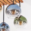 Koyoto 4-flammige Deckenleuchte mit bunten Glasschirmen ø 15 cm, Tannenholz