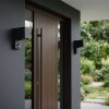 Kingstown Außenwandleuchte mit Bewegungsmelder im 2er-Set, IP44, klarer Glasschirm