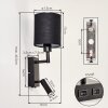Turil LED Wand-Leseleuchte mit drehbarem Spot und Stoffschirm in Schwarz-Weiß