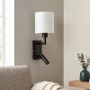 Turil LED Wandleuchte mit weißem Stoffschirm und drehbarer Leseleuchte