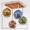 Koyoto Tannenholz-Deckenleuchte mit bunten Kugel-Glasschirmen, 4-flammig, ø 15 cm