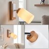 Alvorn Wandspot aus Holz und Metall mit weißem Glasschirm, verstellbar